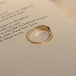 14k solid gold signet ring with personalized initial, back view with solid inner band
