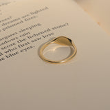 14k solid gold signet ring with personalized initial, back view with solid inner band