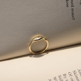 14k solid gold initial pinky ring with engraved letter on puffy signet face