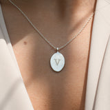 Moonlit Letters Oval Necklace