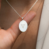 Moonlit Letters Oval Necklace