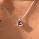 Pink Topaz Teardrop Necklace